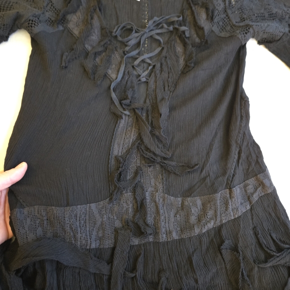 Free People Black Shipwreck Cove Fringed Mini Lace Dress (AHS Misty Day) EB3 - Picture 13 of 16